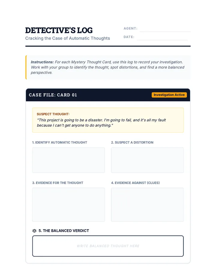 Detective's Log Worksheet