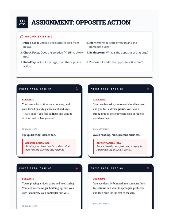 Opposite Action Role Play Cards