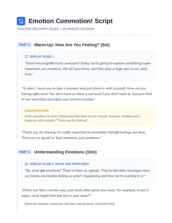 Emotion Commotion Script