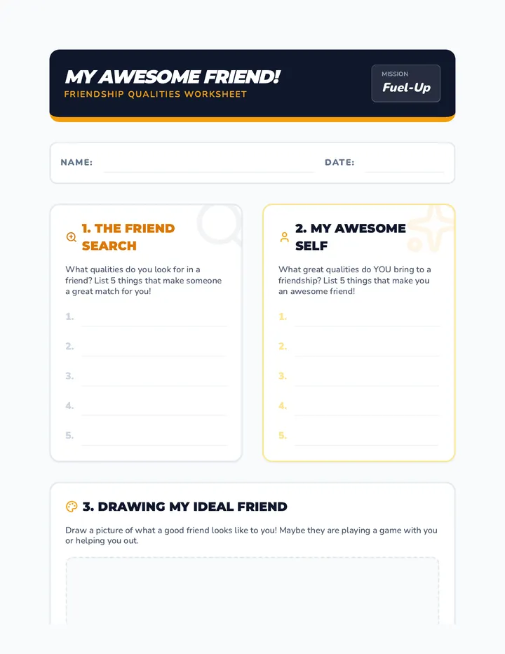 Friendship Qualities Worksheet