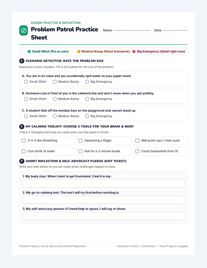Problem Patrol Practice Sheet