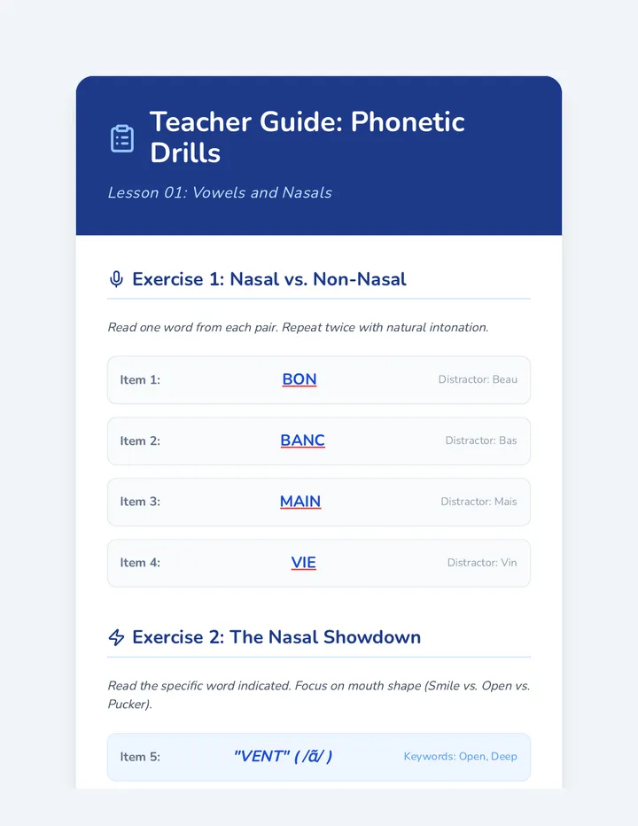 Vowels and Nasals Teacher Guide