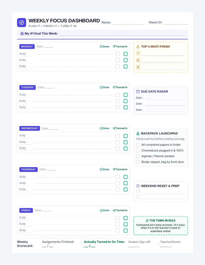 Focus Dash Planner