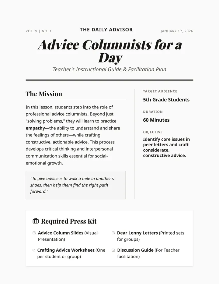 Advice Column Lesson Plan