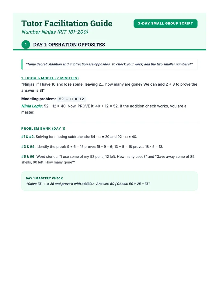 Tutor Facilitation Guide Script