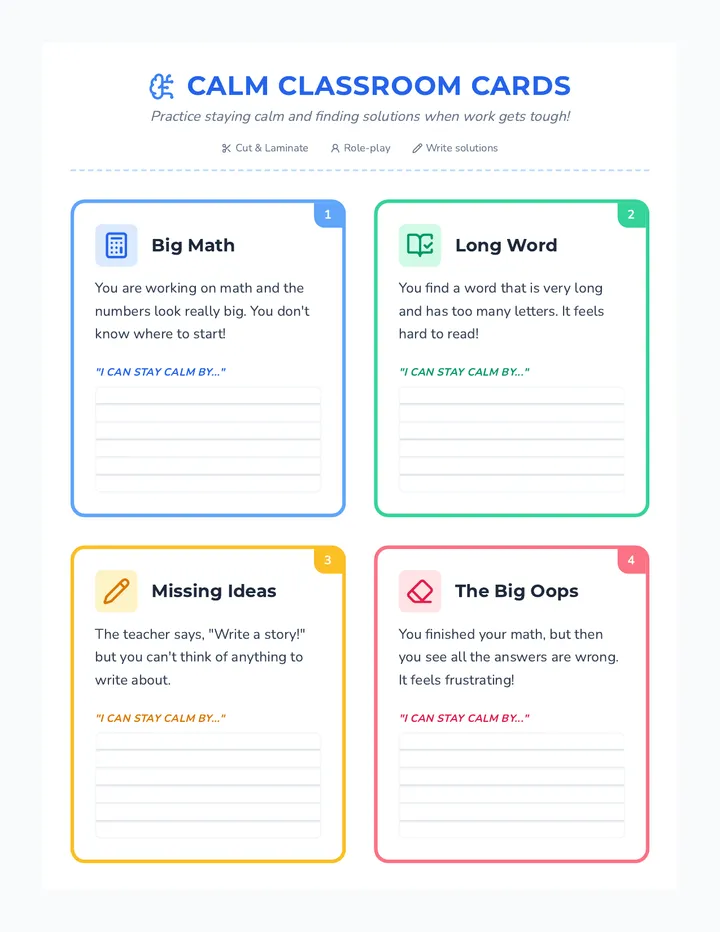 Calm Classroom Situation Cards • Material • Lenny.com