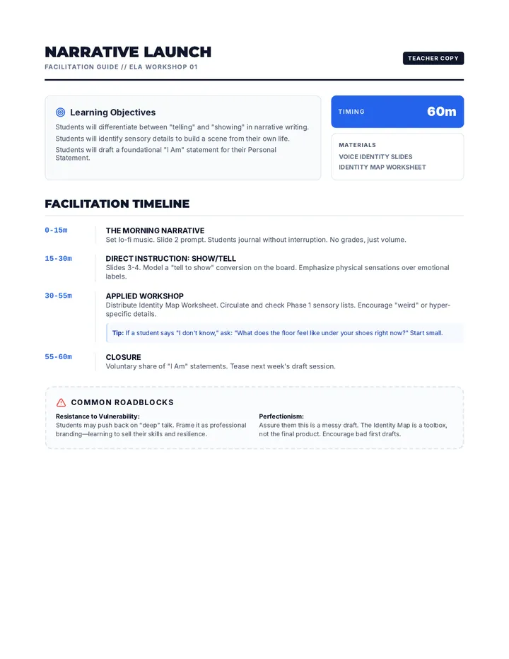 Narrative Launch Teacher Guide