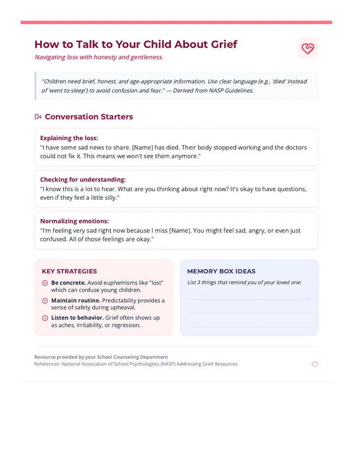 Grief Guide Handout