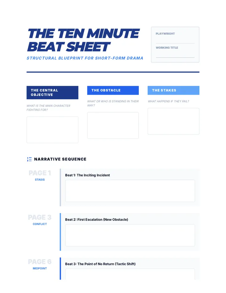 Ten Minute Beat Sheet Worksheet