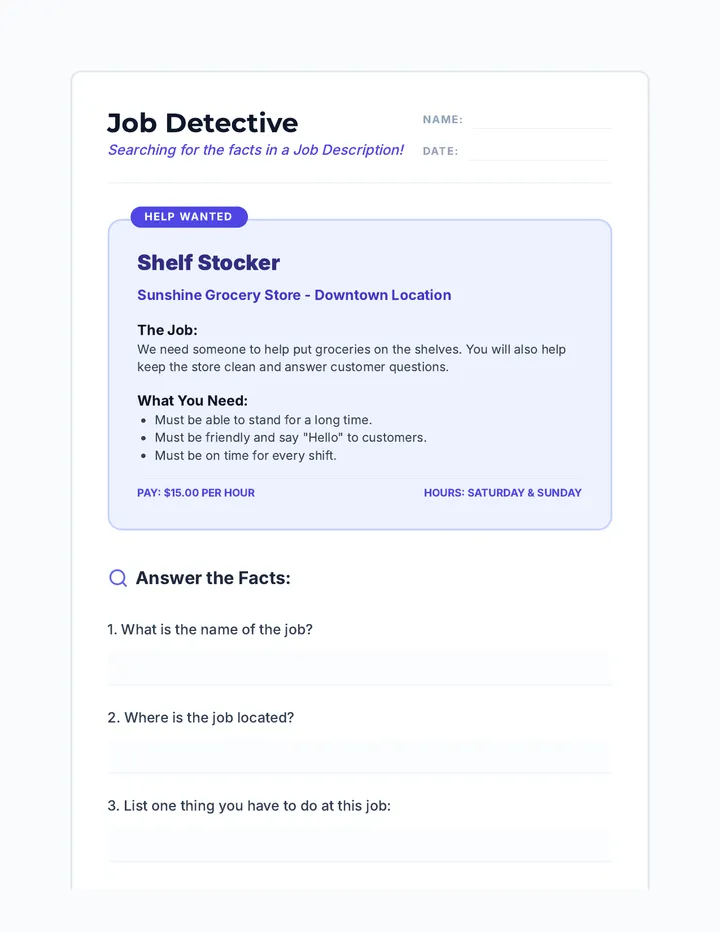 Job Detective Activity