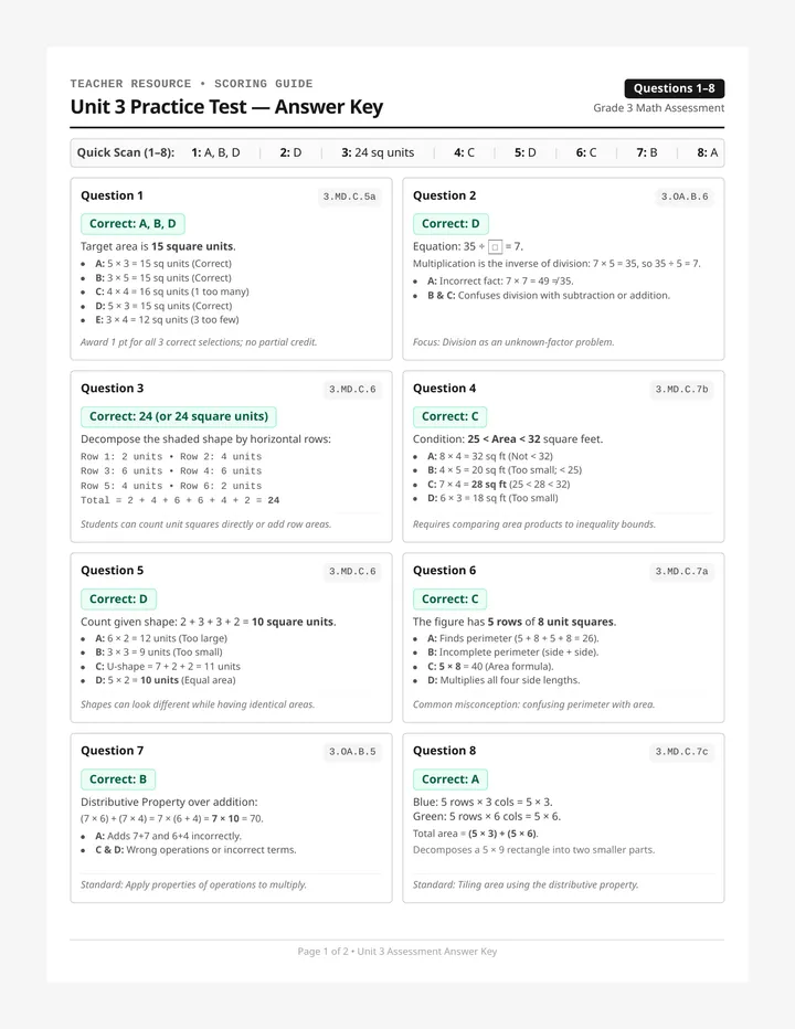 Unit Three Answer Key