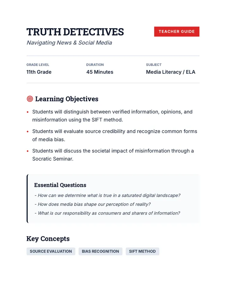 Truth Detectives Lesson Plan