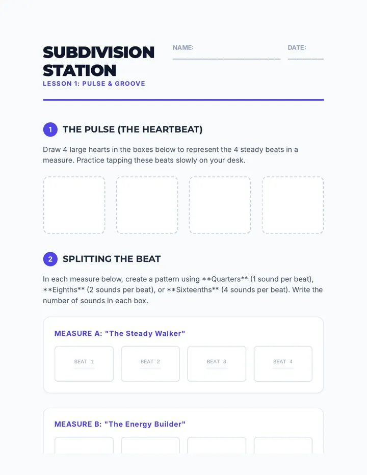 Subdivision Station Worksheet