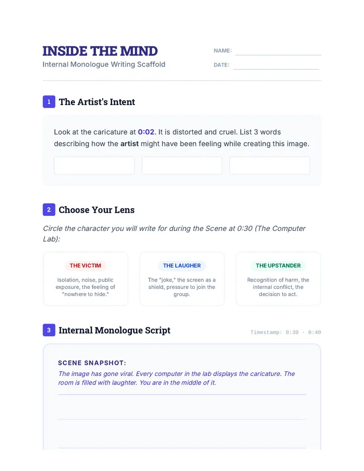 Voice Scaffolding Worksheet