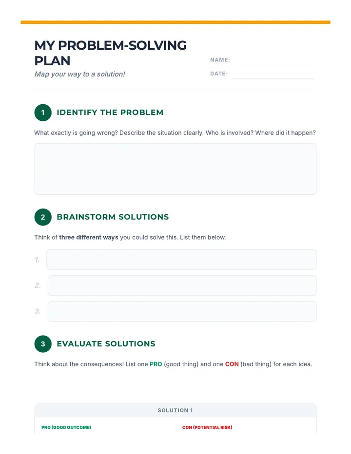 My Problem-Solving Plan Worksheet