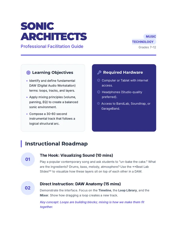 Sonic Architects Teacher Guide