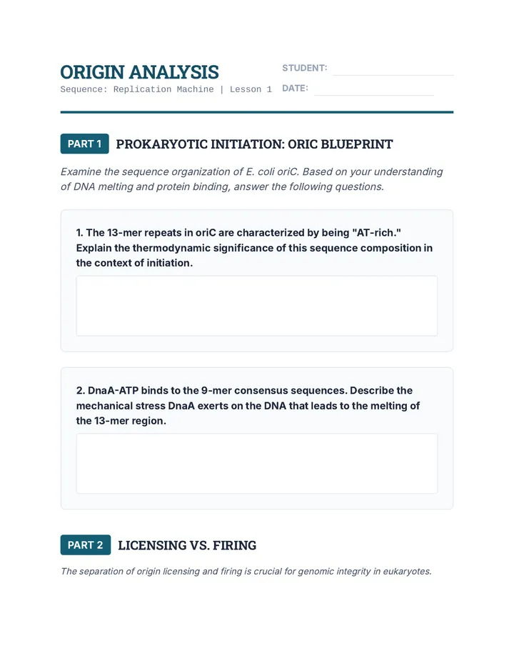 Origin Analysis Worksheet