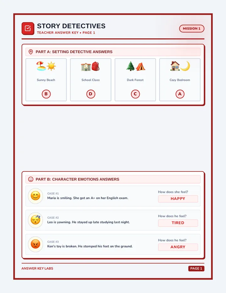 Story Detective Answer Key