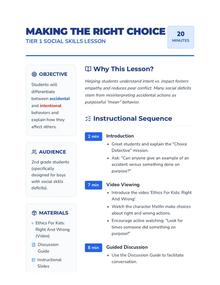 Right Choice Lesson Plan