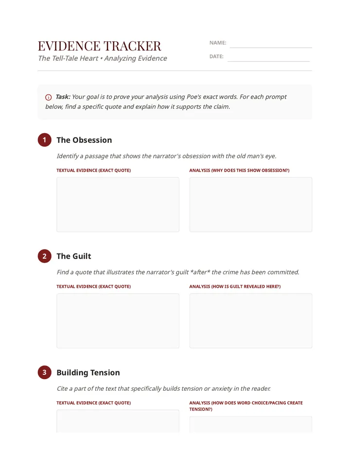 Heartbeat Evidence Worksheet