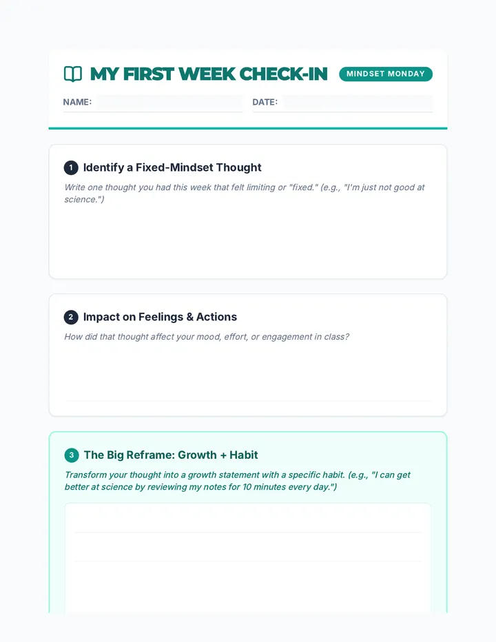 My First Week Check-In Journal