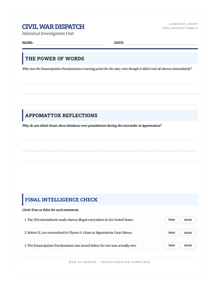 A Nation Reborn Worksheet