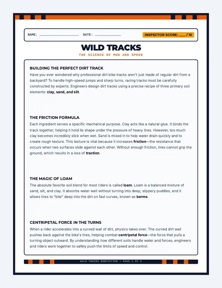 Wild Tracks Nonfiction Sheet