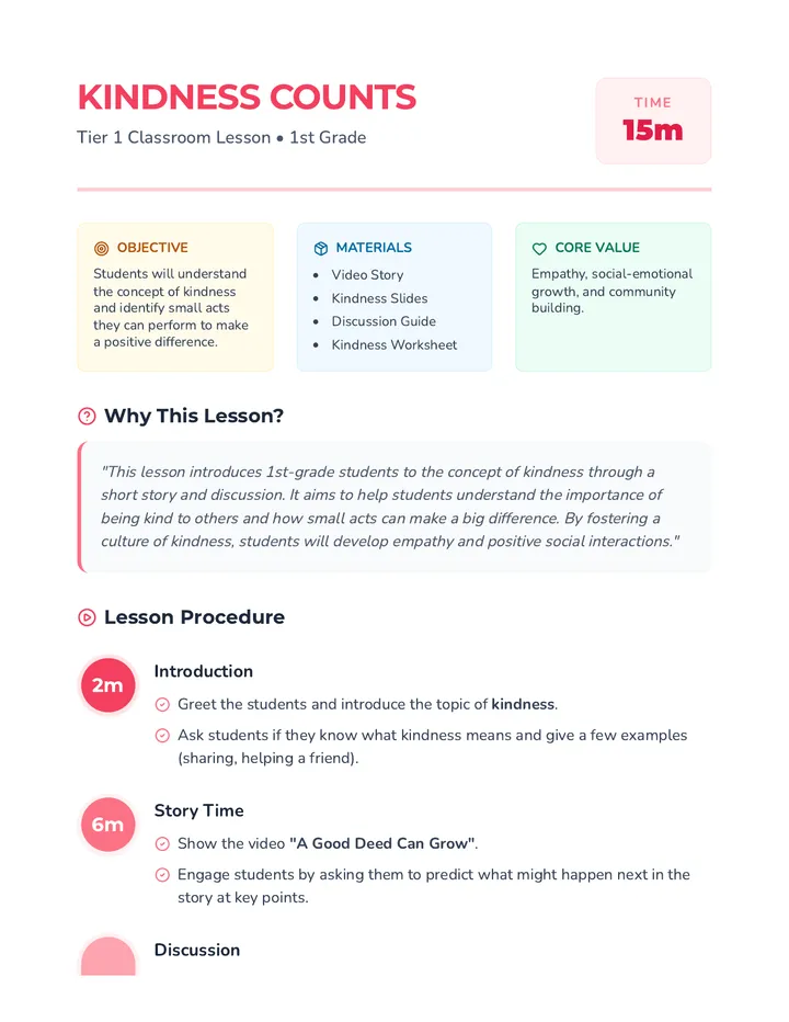 Kindness Counts Lesson Plan