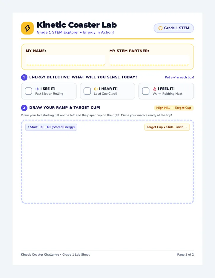 Kinetic Coaster Lab Sheet