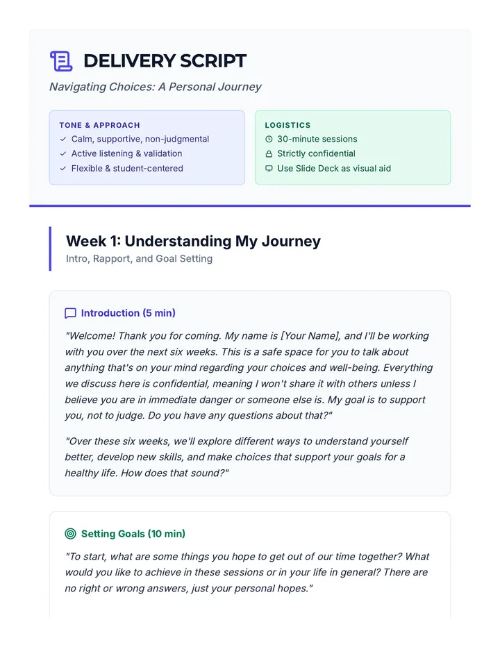 Navigating Choices Script