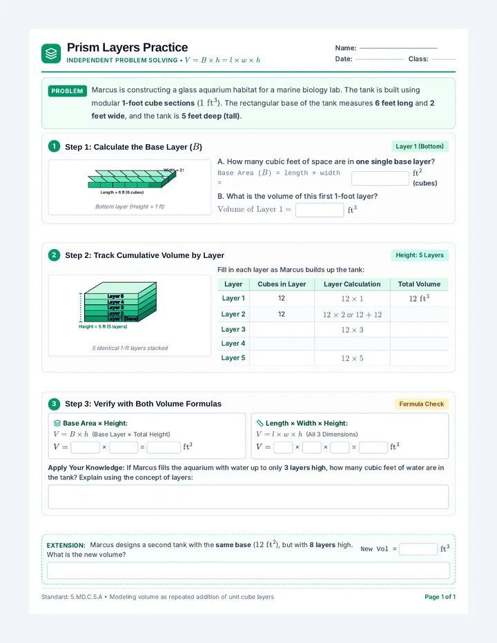 Prism Layers Practice Worksheet
