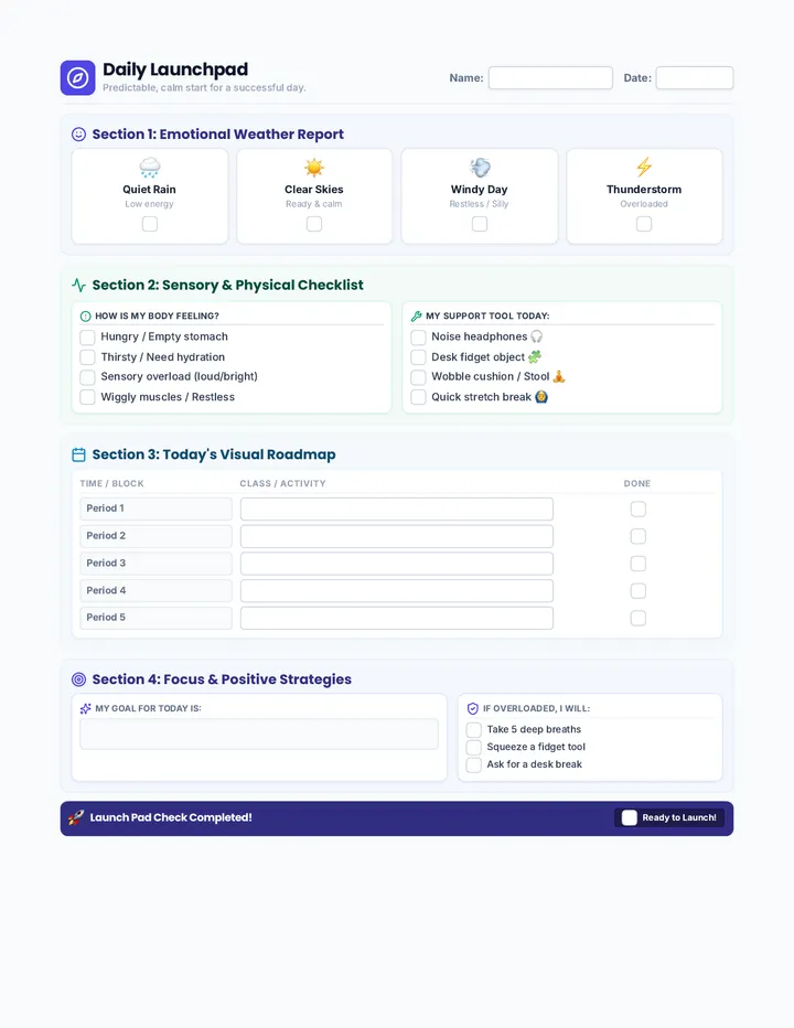 Daily Launchpad Worksheet