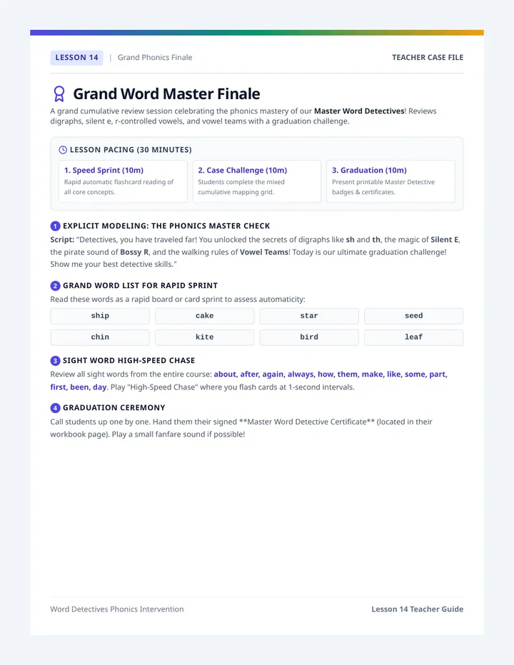 Grand Word Master Finale Teacher Guide