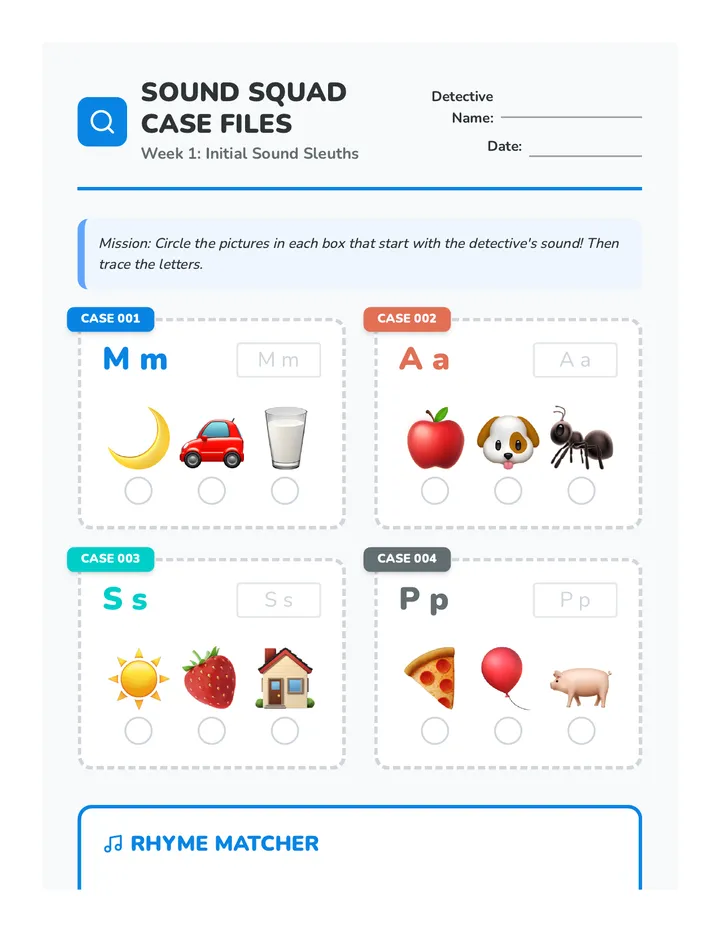 Sound Squad Case Files Worksheet