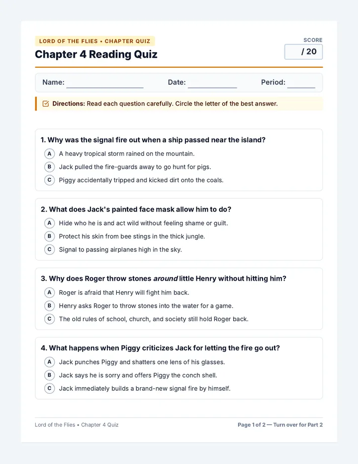 Painted Faces Chapter Quiz
