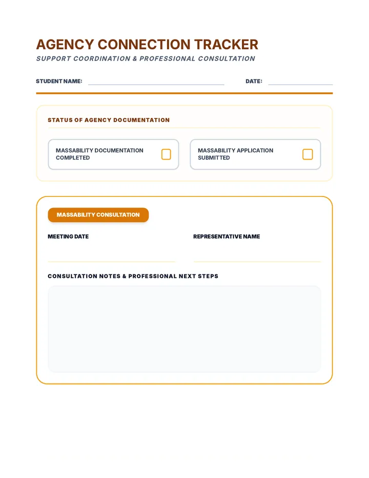 Agency Connection Tracker Worksheet