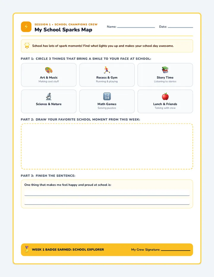 School Sparks Activity Sheet