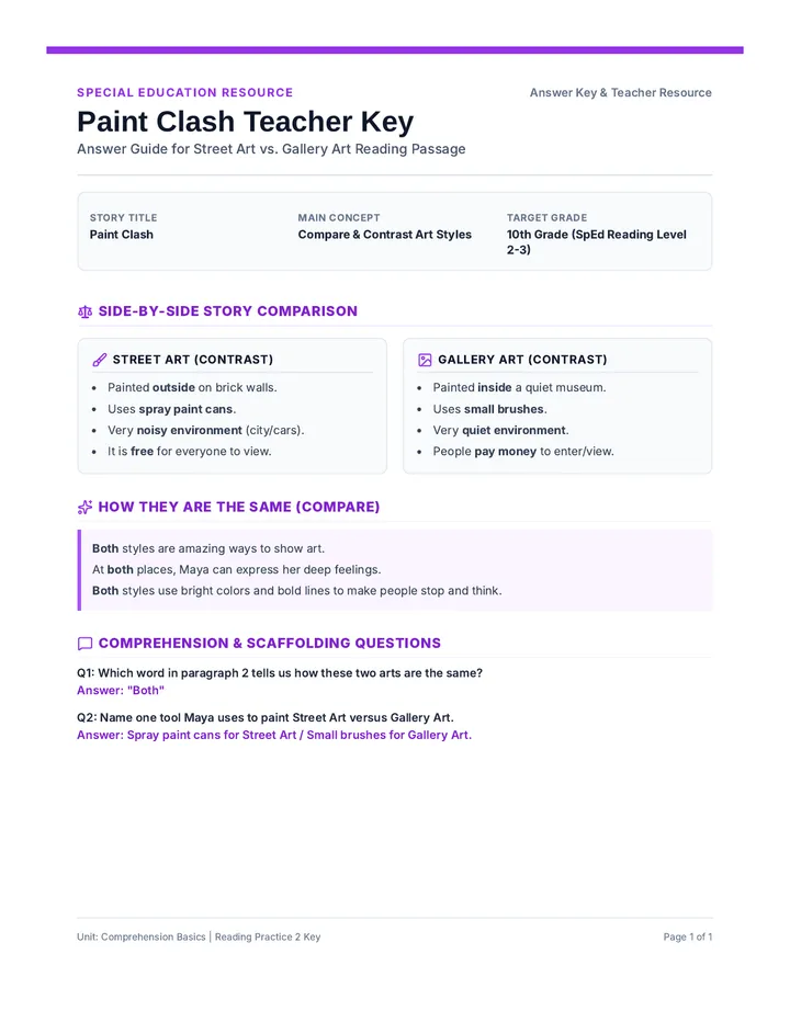 Paint Clash Teacher Key