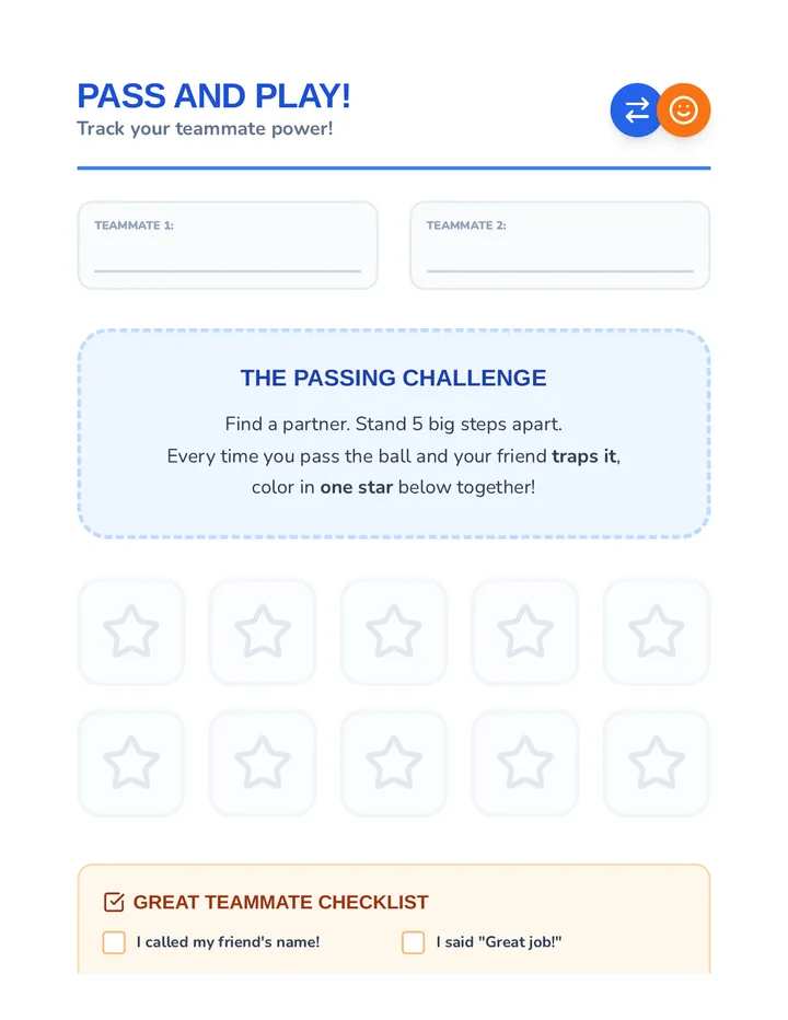 Pass and Play Worksheet