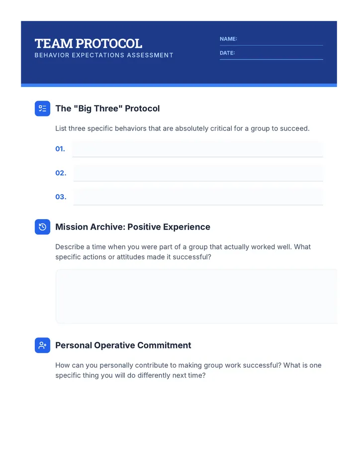 Team Protocol Worksheet