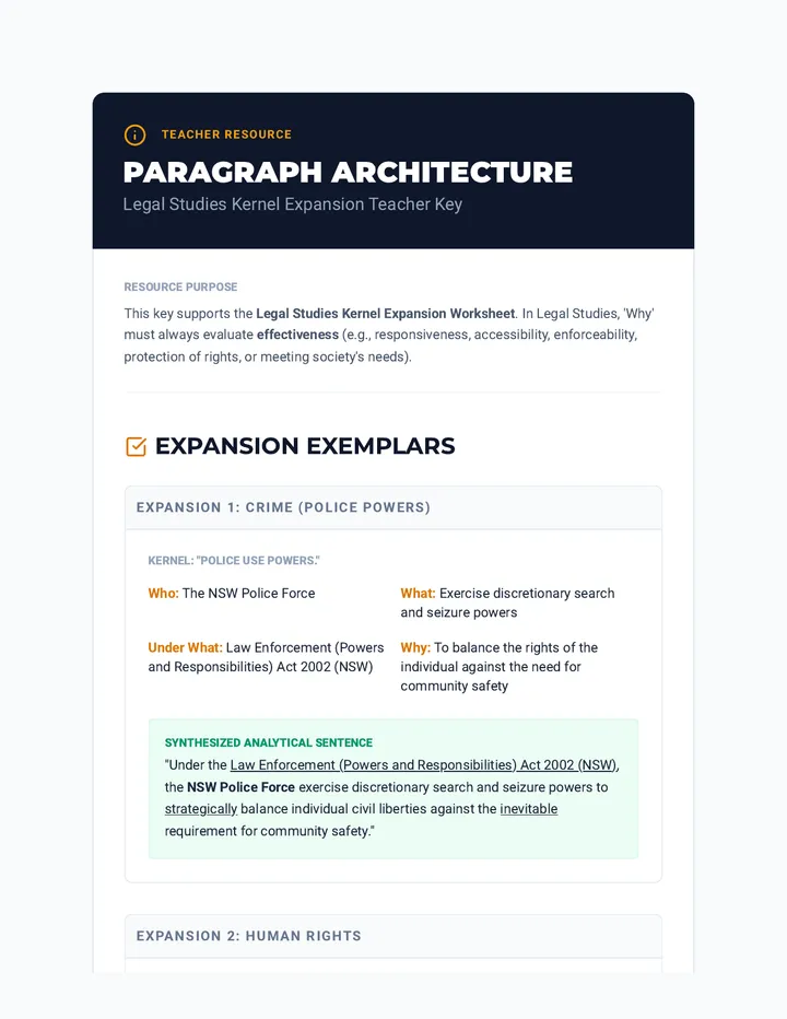 Legal Studies Kernel Expansion Teacher Key