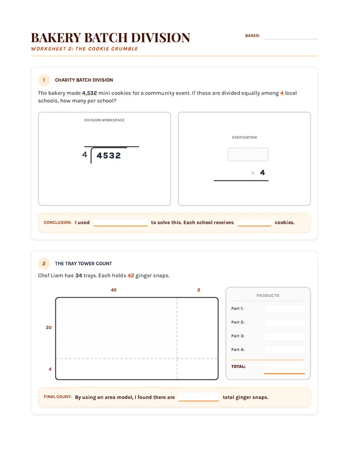 Cookie Crumble Worksheet