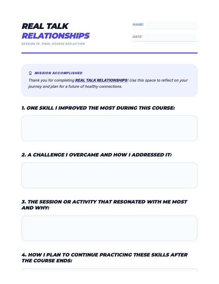 Course Reflection Worksheet
