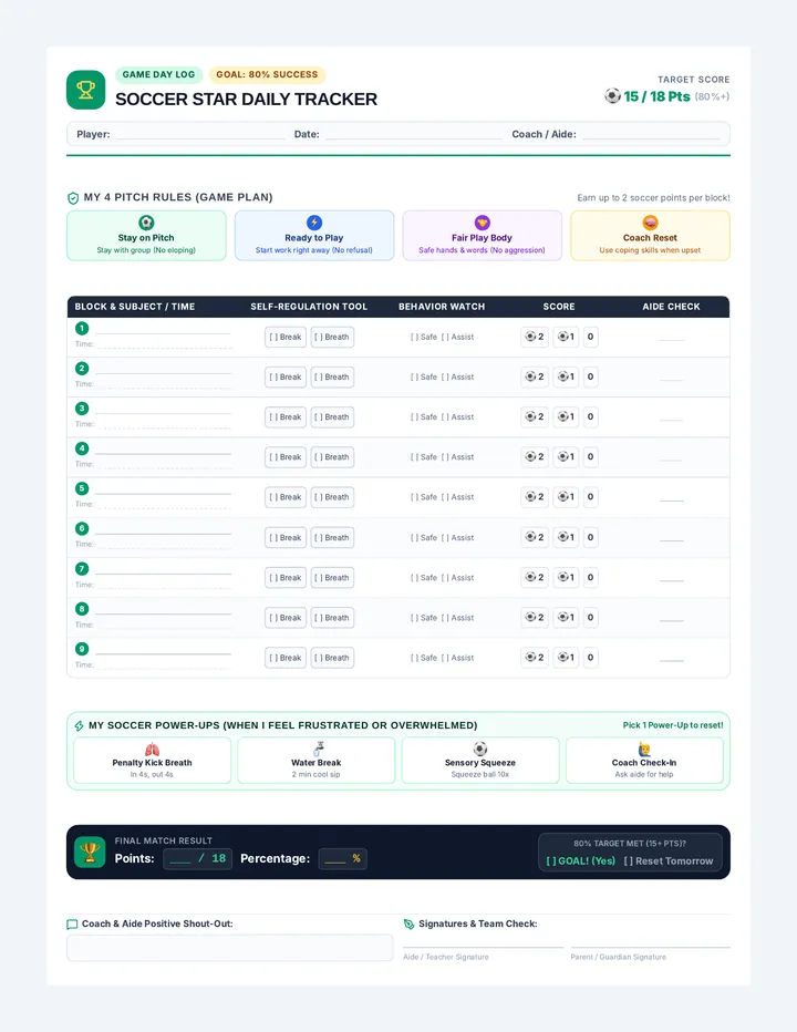Soccer Star Behavior Tracker