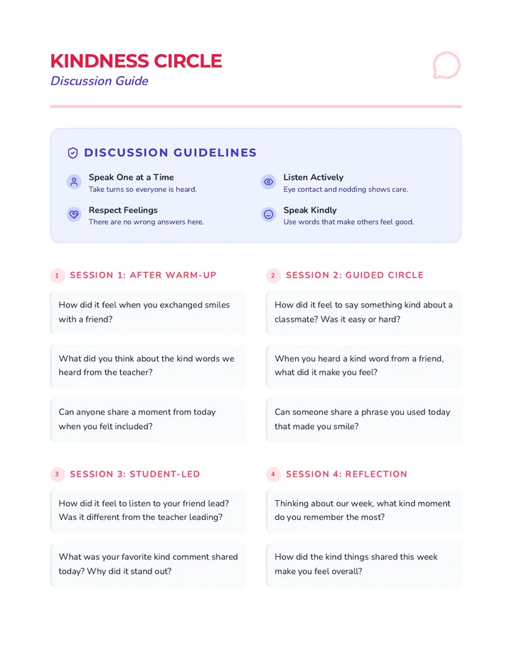 Kindness Circle Discussion Guide Document