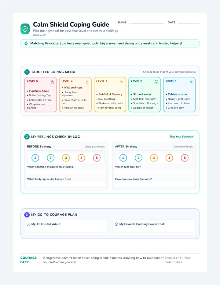Calm Shield Coping Worksheet