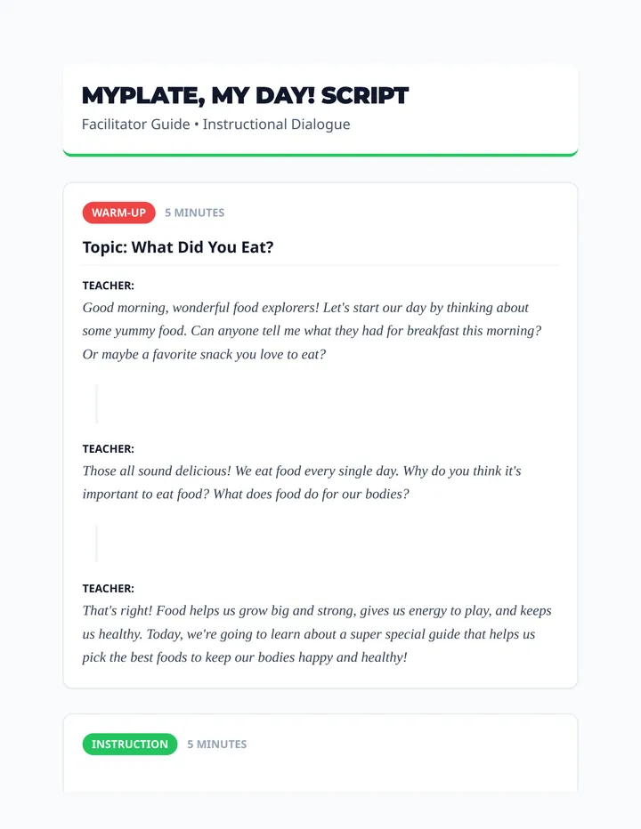 MyPlate Script