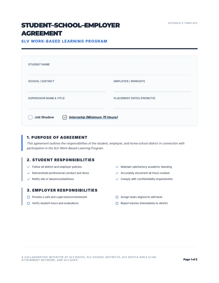 Internship Agreement Form