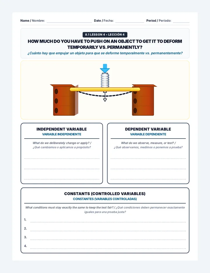 Deformation Variables Worksheet