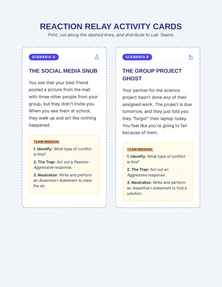 Reaction Relay Cards